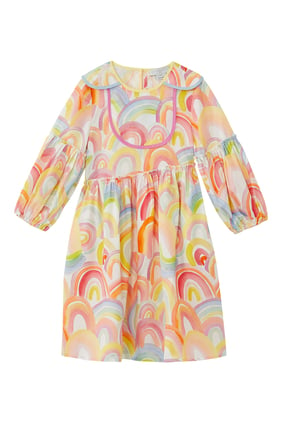 Kids Rainbow Printed Asymmetric Dress